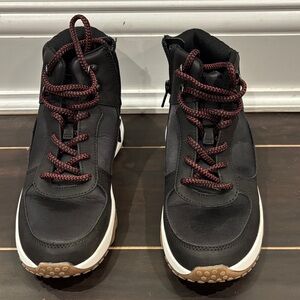 Youth Black Hiking Boots with Red Accents